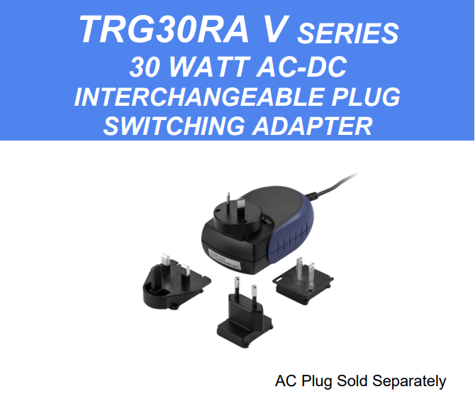 AC-DC可互换插头壁挂式电源适配器TRG30RA050V TRG30RA120V TRG30RA240V