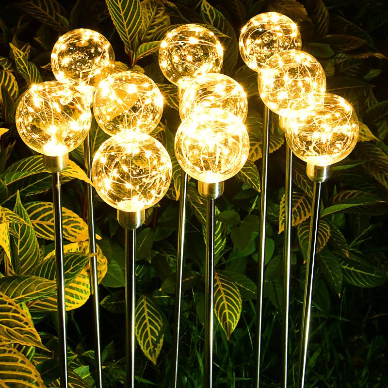 led铜丝圆球地插灯户外公园装饰灯太阳能款发光芦苇铜线球灯