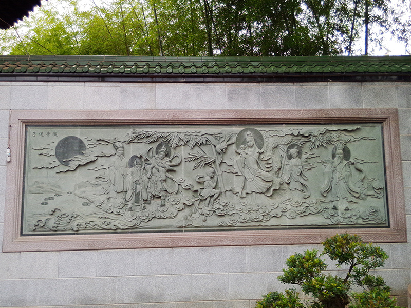 中式壁画寺庙石材浮雕九龙壁自然简约