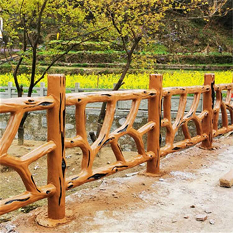 仿木护栏 钢筋混凝土成品栏杆 预制仿木纹围栏 水泥景区扶手