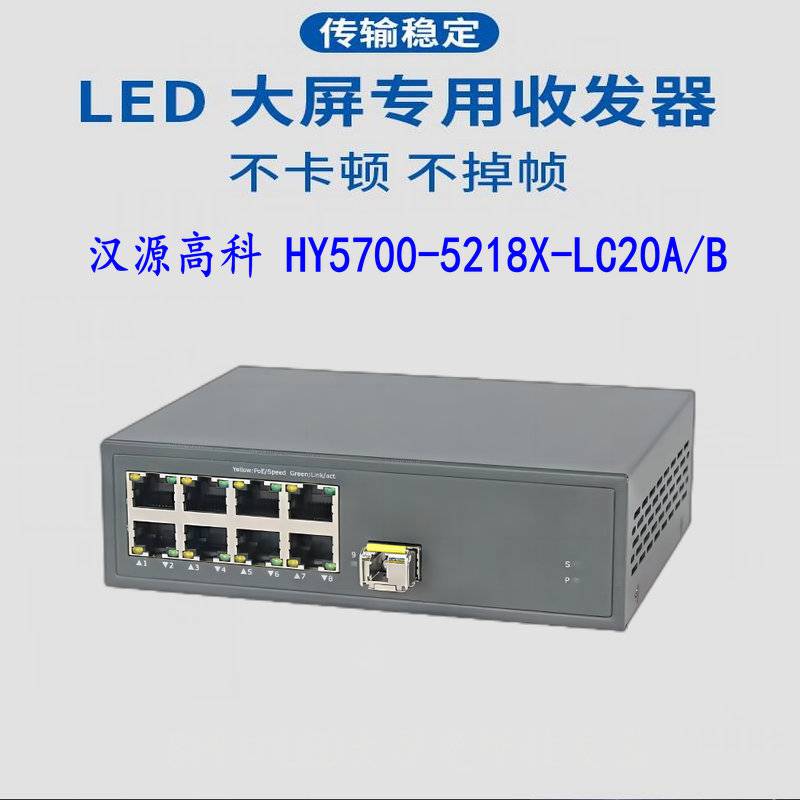 汉源高科8网口卡莱特LED大屏光纤收发器一对设备带载520万点