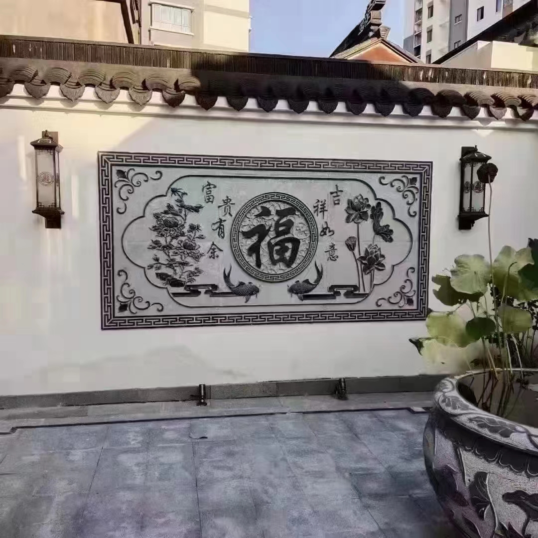 中式壁画寺庙青石浮雕壁画雕刻工艺讲究