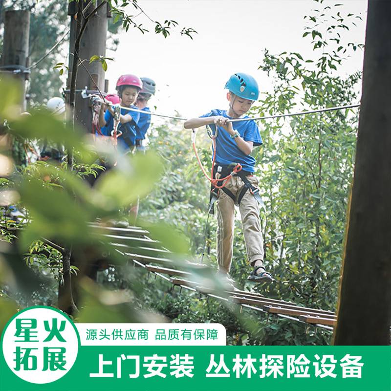 丛林无动力游乐设施 冒险吊桥 高空滑索 观光网道