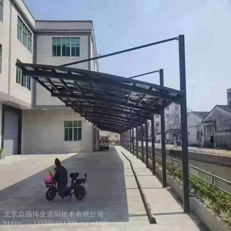 自行车棚北京定做铝合金耐力板车棚小区停车棚学校停车棚定制安装